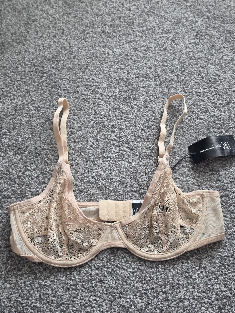 INC International Concepts Nude Lace Underwire Bra